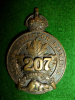 207th Battalion (Ottawa) Cap Badge, Solid Variety  